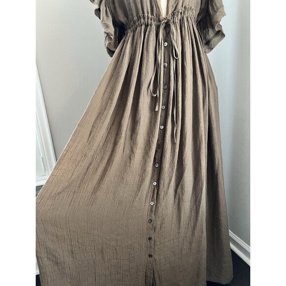 Flawless Deep V Flutter Sleeve Maxi Dress Size Small Brown EUC - Picture 6 of 8